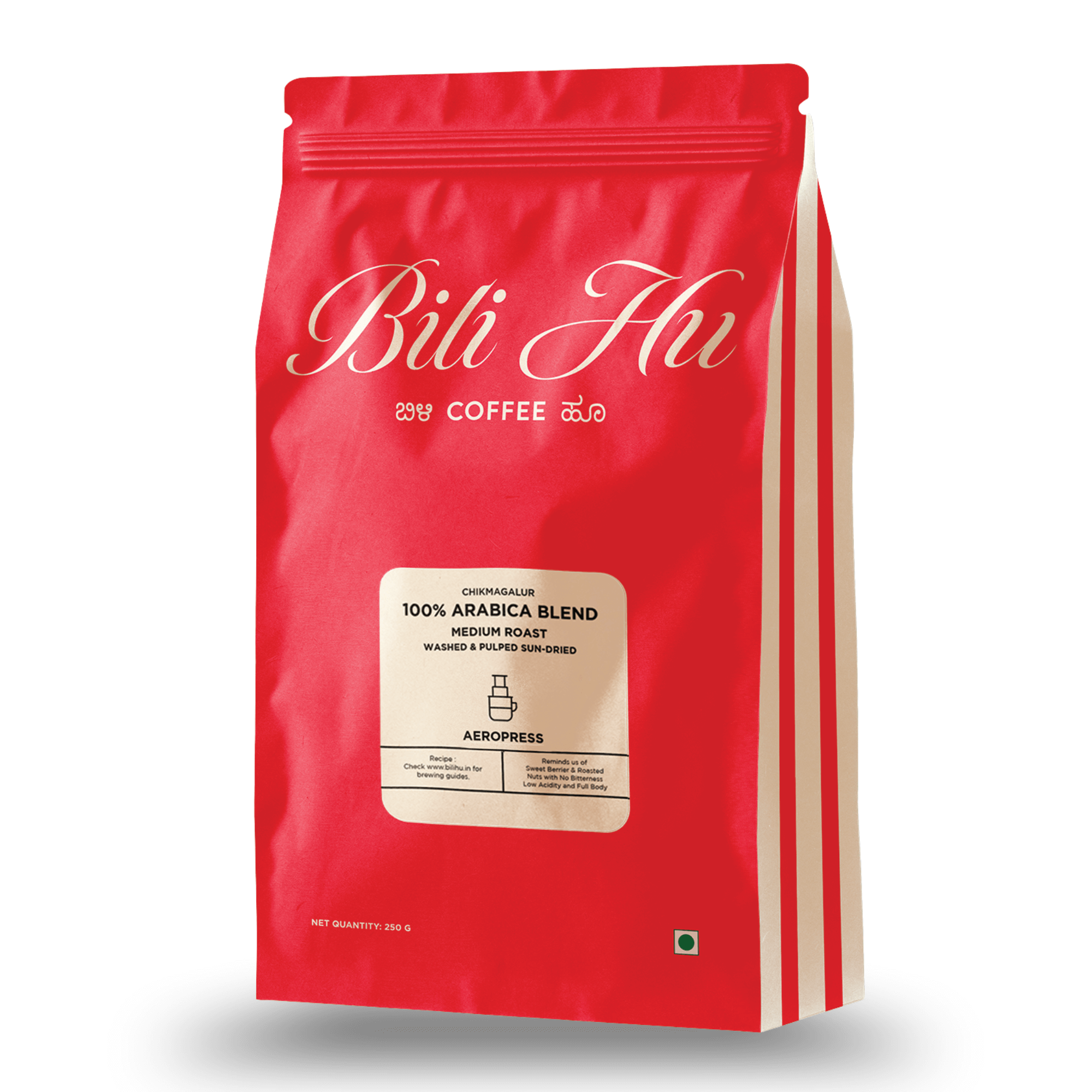 Bili Hu 100% Arabica Blend Aeropress 250g, Medium Roast, Washed and Sun-dried