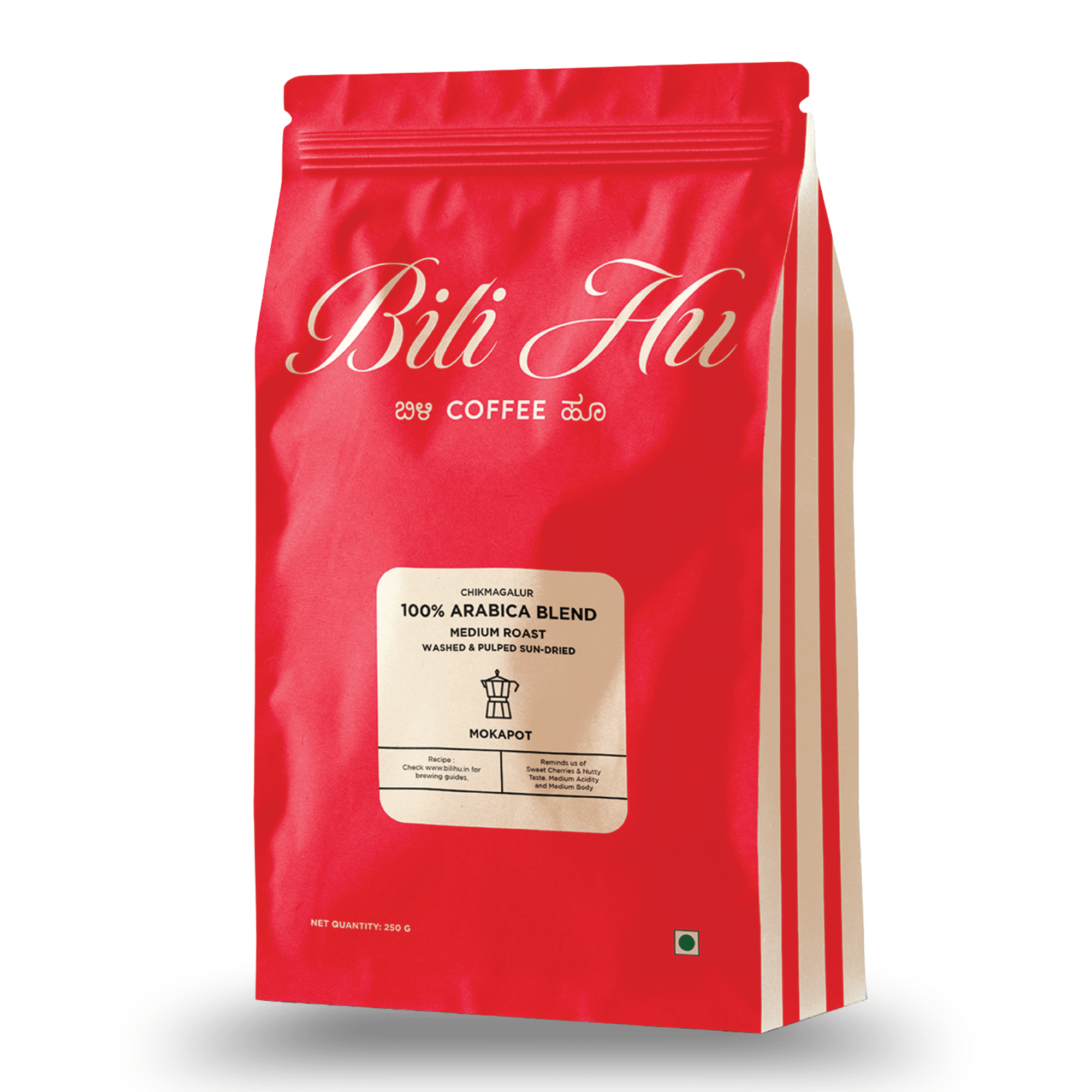 Bili Hu 100% Arabica Blend Mokapot 250g, Medium Roast, Washed and Sun-dried